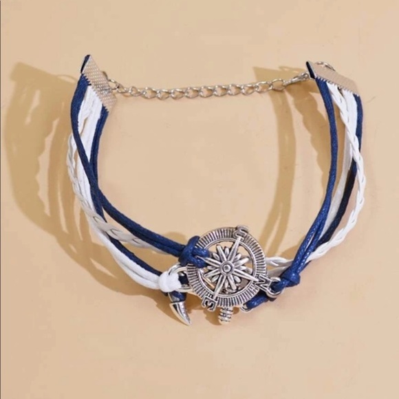 3/$30 Nautical 4-in-1 Stacked Charm Bracelet Compass Anchor Infinity - Picture 3 of 8